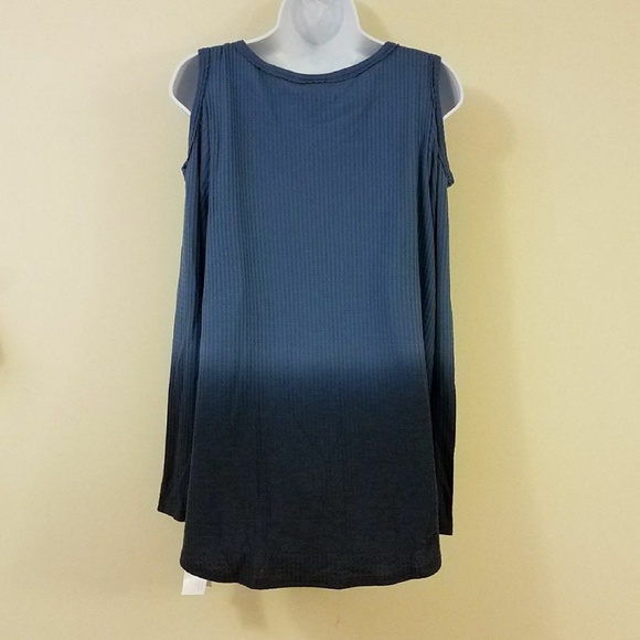 Style & Co Blue Knit Thermal Cold Shoulder XL Top - Picture 5 of 7